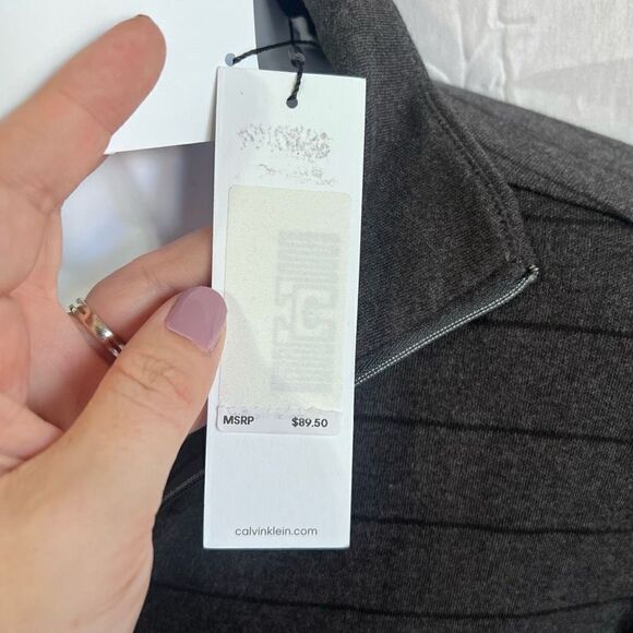 Calvin’s Klein NWT charcoal striped quarter zip, size small - Picture 3 of 6